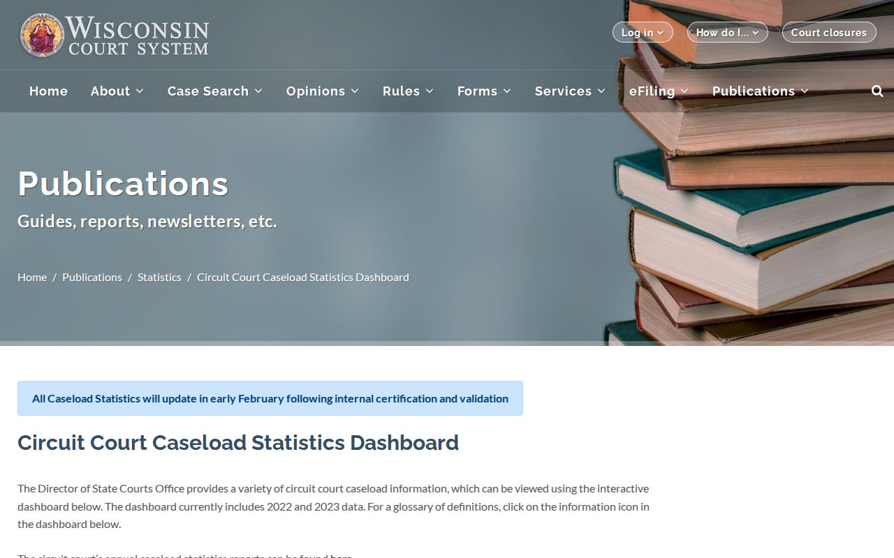 Wisconsin circuit court statistics dashboard for Polk County context