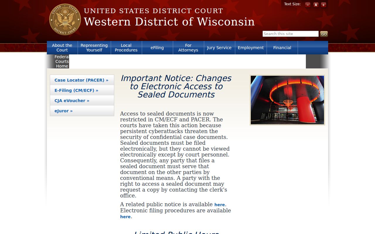 Federal court records route serving Polk County Wisconsin