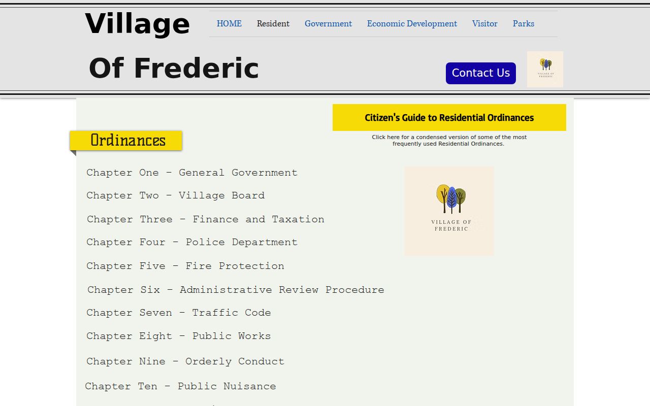 Frederic docket search official citation ordinance