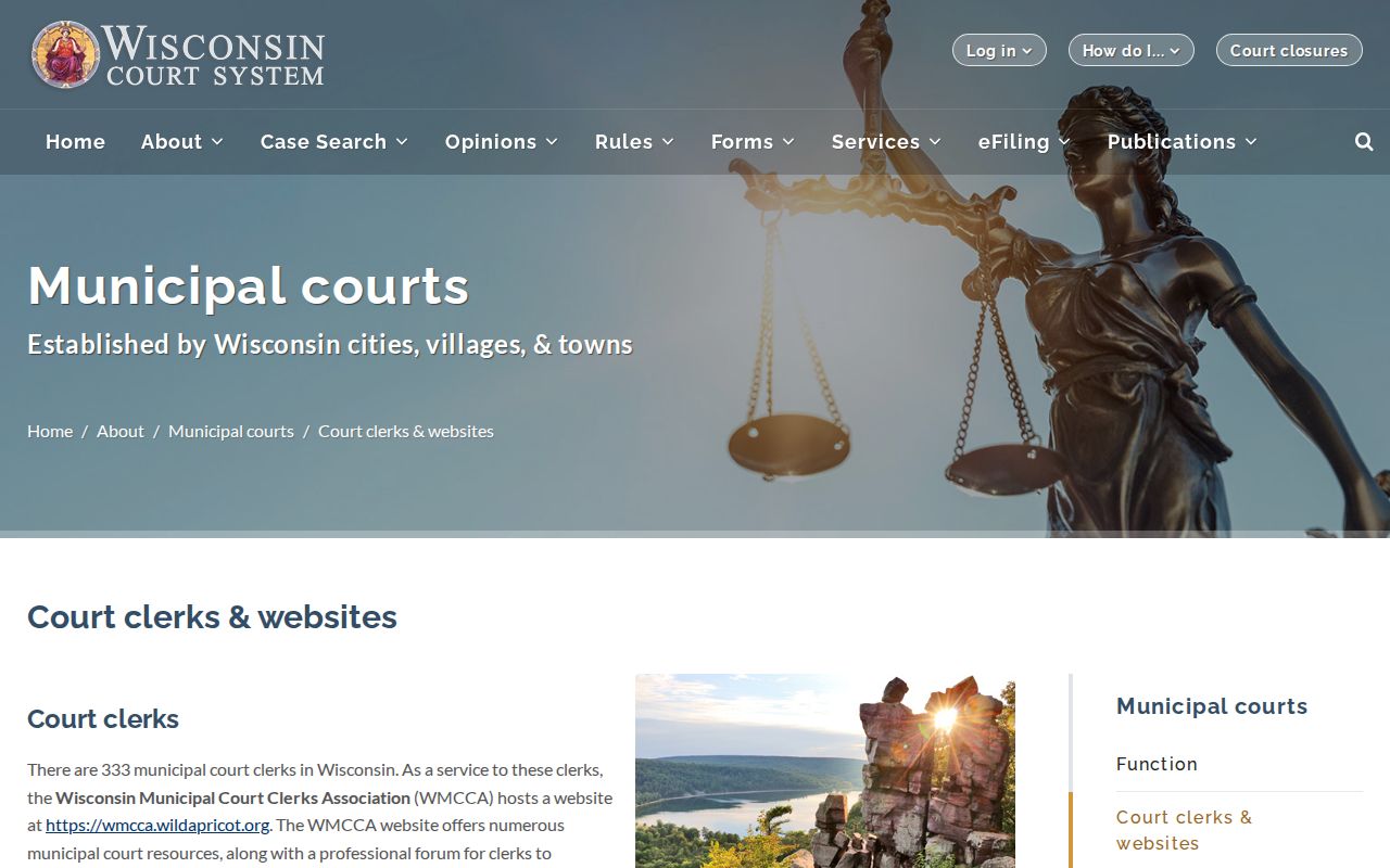 Amery docket search in the Wisconsin municipal court directory
